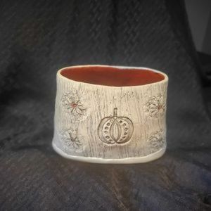 Pumpkin Ceramic Vase Cream and Redish brown color